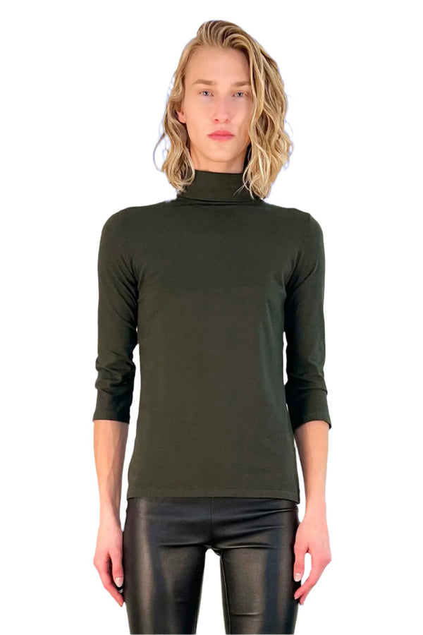 3/4 Sleeve Turtleneck - Dark Green