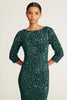 3/4 Sleeve Sequin Dress - Pine