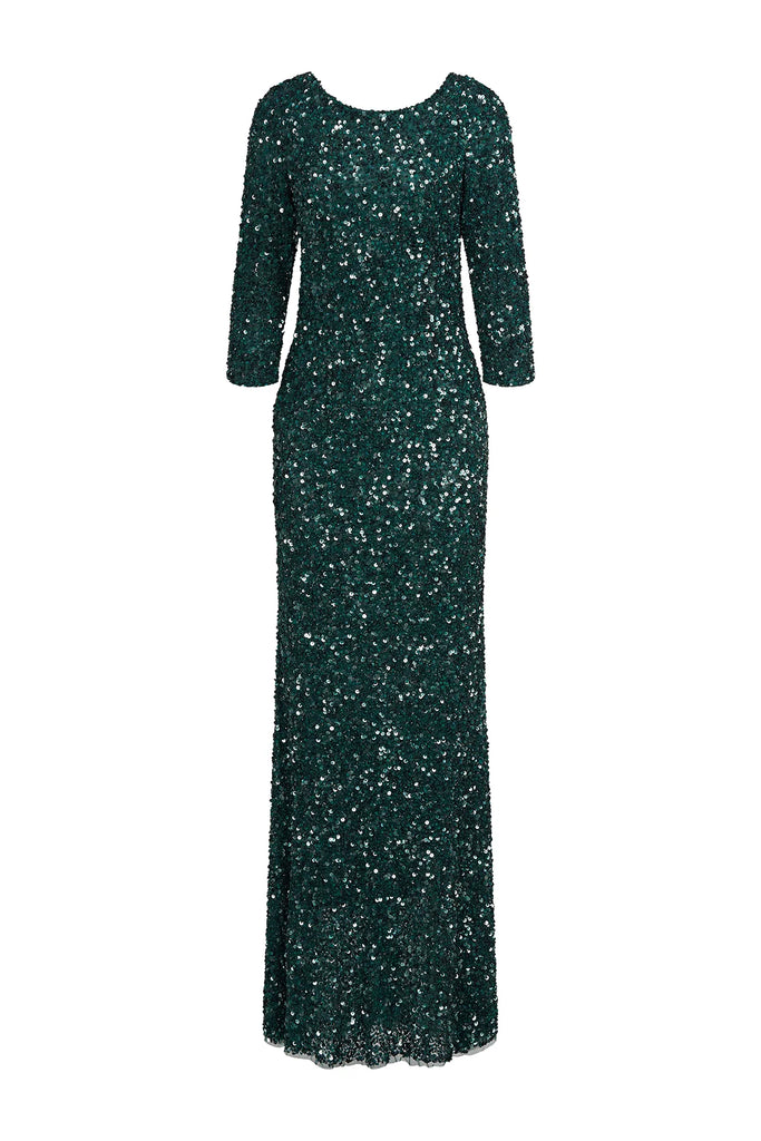 3/4 Sleeve Sequin Dress - Pine