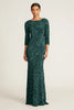 3/4 Sleeve Sequin Dress - Pine